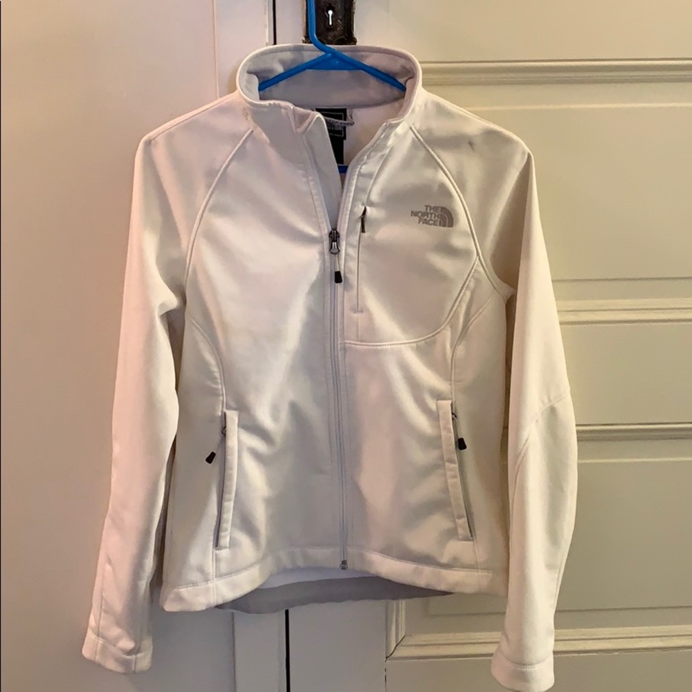 The North Face, white and grey, shell coat